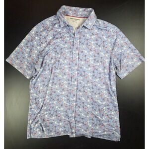 Johnston & Murphy Flamingo Print Short Sleeve Shirt Men's Size Large